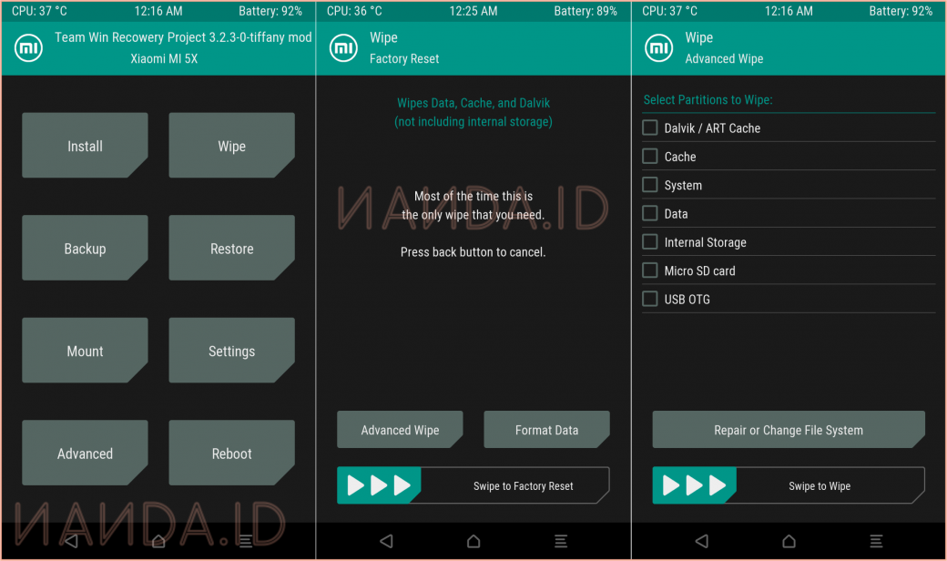 Cara Pasang Recovery TWRP Xiaomi Mi 5X Tiffany