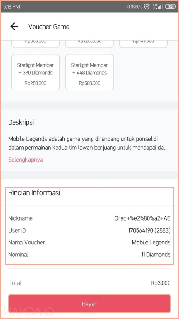 Cara Membeli Diamonds Mobile Legends Melalui Bukalapak