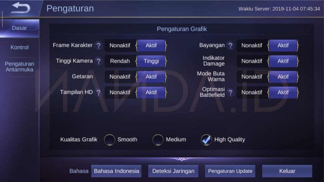 Cara Memunculkan Kembali Opsi HFR Mobile Legends