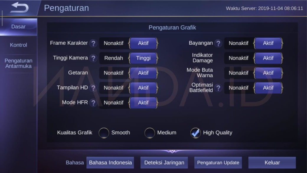 Cara Memunculkan Kembali Opsi HFR Mobile Legends