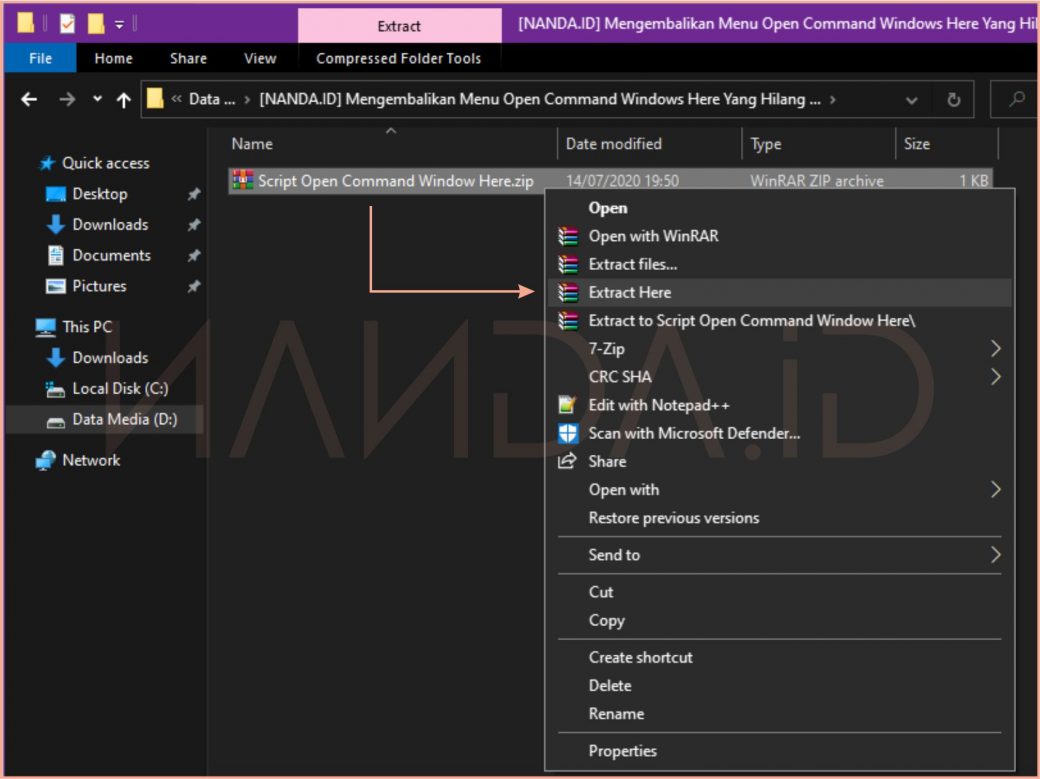 Mengembalikan Menu Open Command Windows Here Di Windows 10