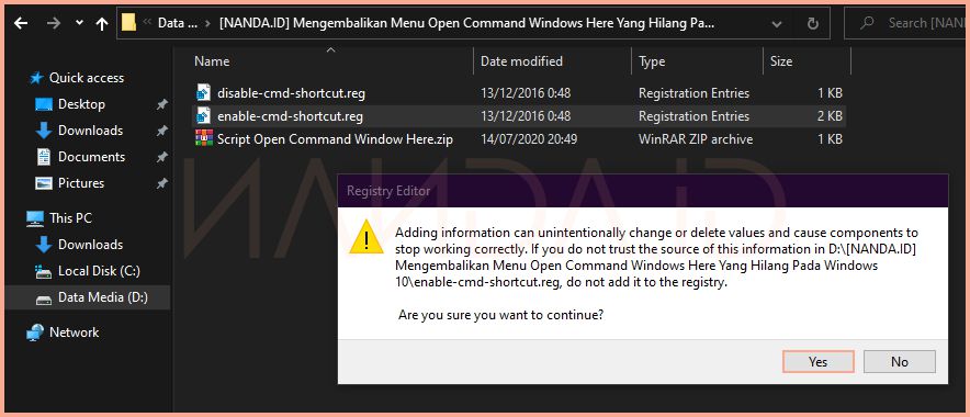 Mengembalikan Menu Open Command Windows Here Di Windows 10