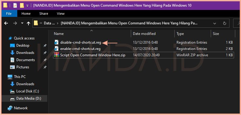 Mengembalikan Menu Open Command Windows Here Di Windows 10