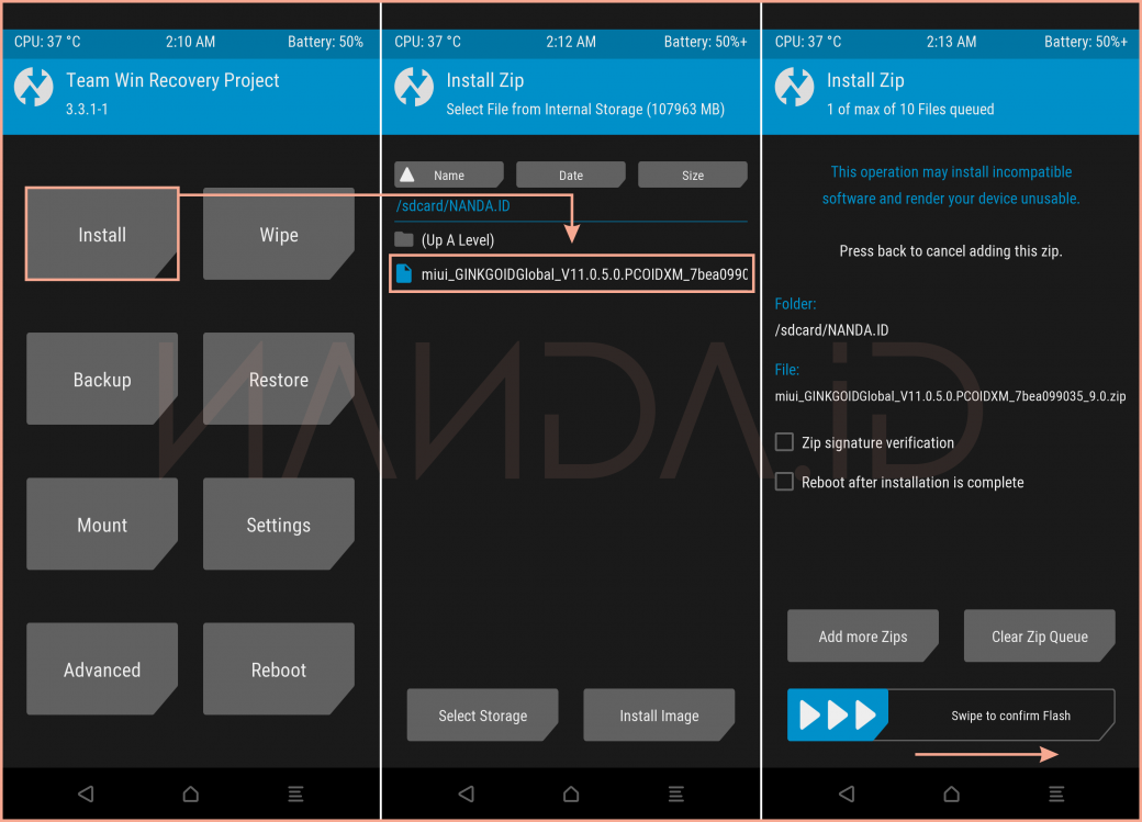 Cara Flash / Instal Stock ROM Recovery MIUI Melalui TWRP